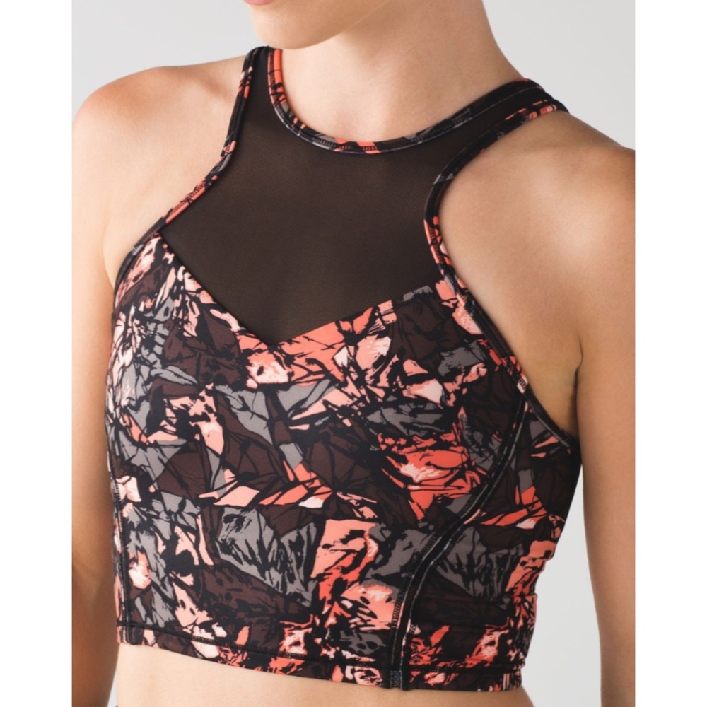 LULULEMON Get It Om Bra Top Mini Paint Storm Espresso Multi / Black  8 Medium